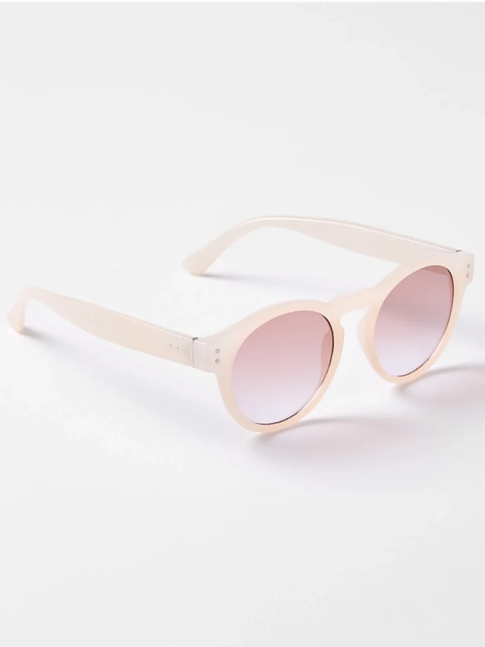 Ivory Retro Inspired Round Sunglasses Pink Gradient Tint Lenses 100% UV Loft NWT